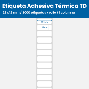 32 x 12mm / 2000 etiquetas x rollo / 1 columna