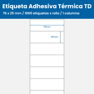 76 x 25 mm / 1000 etiquetas x rollo / 1 columna