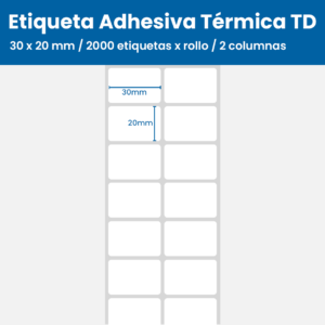 30 x 20mm / 2000 etiquetas x rollo / 2 columnas