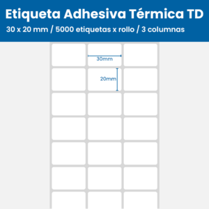 30 x 20mm / 5000 etiquetas x rollo / 3 columnas