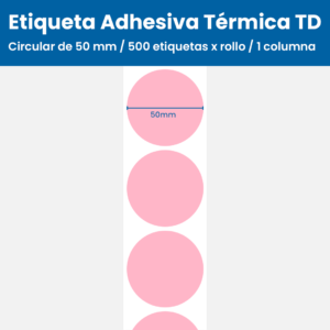 Circular rosado de 50mm diámetro / 500 etiquetas x rollo / 1 columna